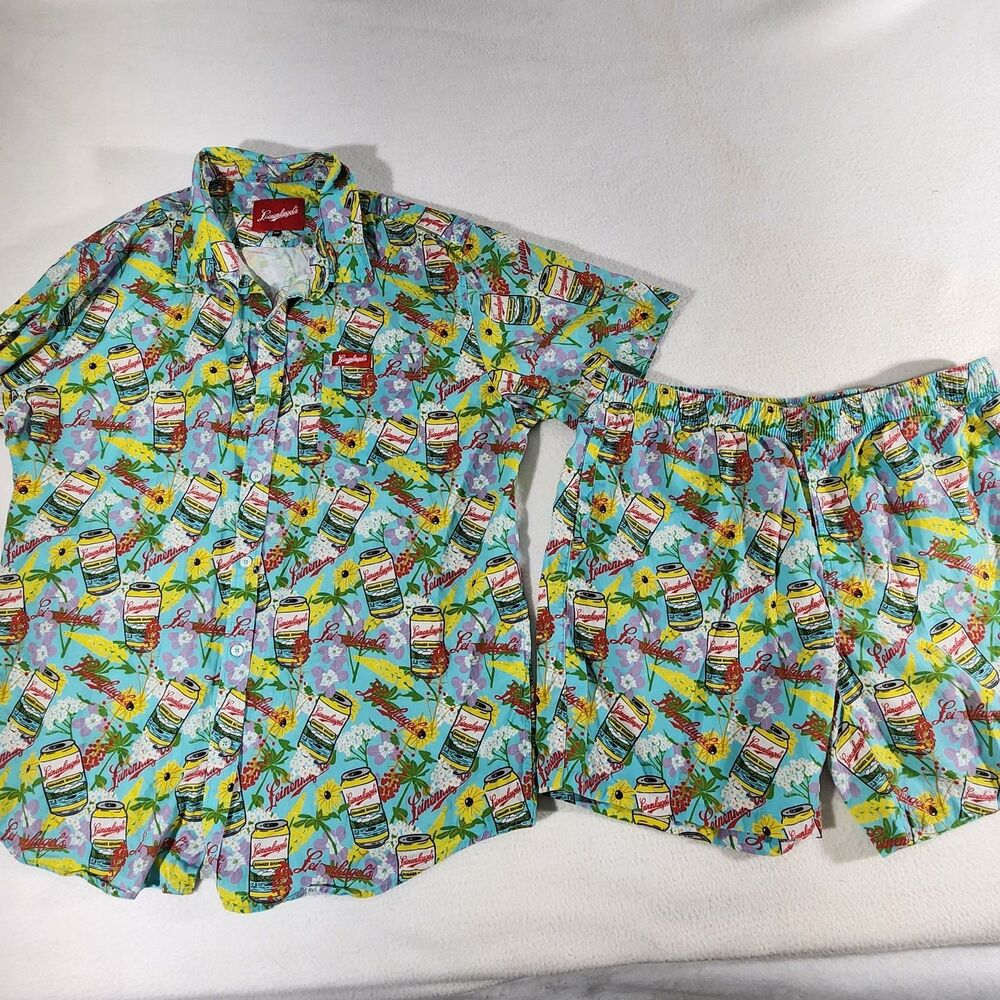 Leinenkugel's Summer Shandy Beer 2 Pc  Hawaiian Shirt And Shorts Set Floral  XXL